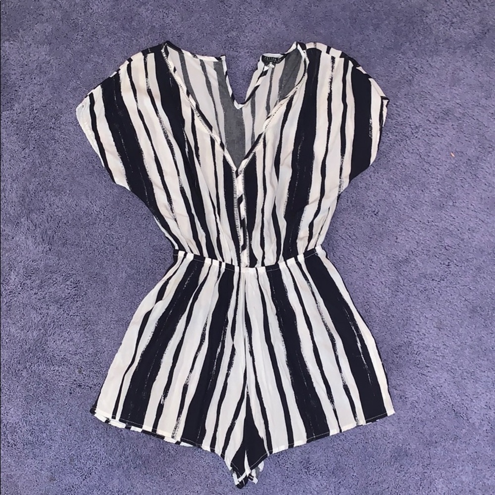 White and navy romper!